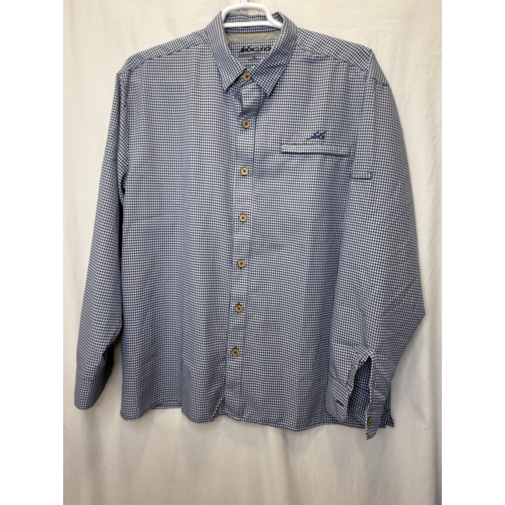 Mojo Fishing‎ Shirt XL Longsleeve Buttonup Blue Check Team Graves Georgia